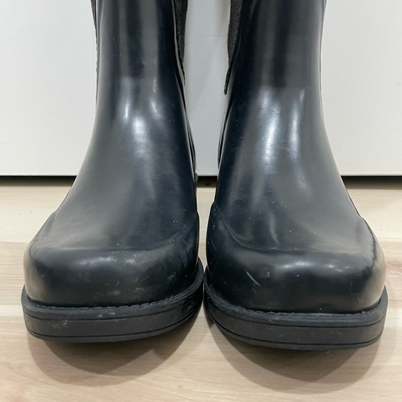 UGG Womens 9 Stefana Tall Rain Boot Black/Brown Tweed Waterproof Rubber *Flaw - Picture 7 of 16